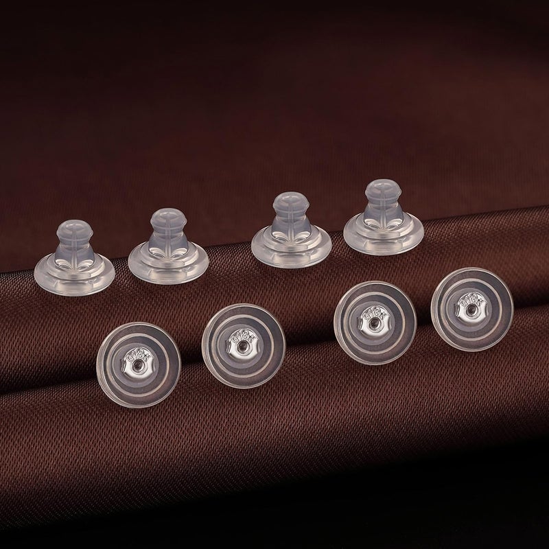 DELECOE Earring Backs, 18K Gold Silicone Earring Backs for Studs Droopy Ears Hoops Wires, Locking Secure Earring Backs for Heavy Earring,No-Irritate Soft Clear Earring Backs for Women Men（White - Image 5